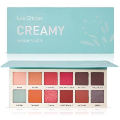 Las Chicas High Pigment Silky Hydroxybenzophenone Non-Vegan Cruelty- Cream 12-Color Eyeshadow Palette Makeup Palette