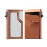 Slim Minimalist Wallet With ID Window, Pop Up Card Holder With Money Pocket Smart Wallet For Men RFID Blocking Metal