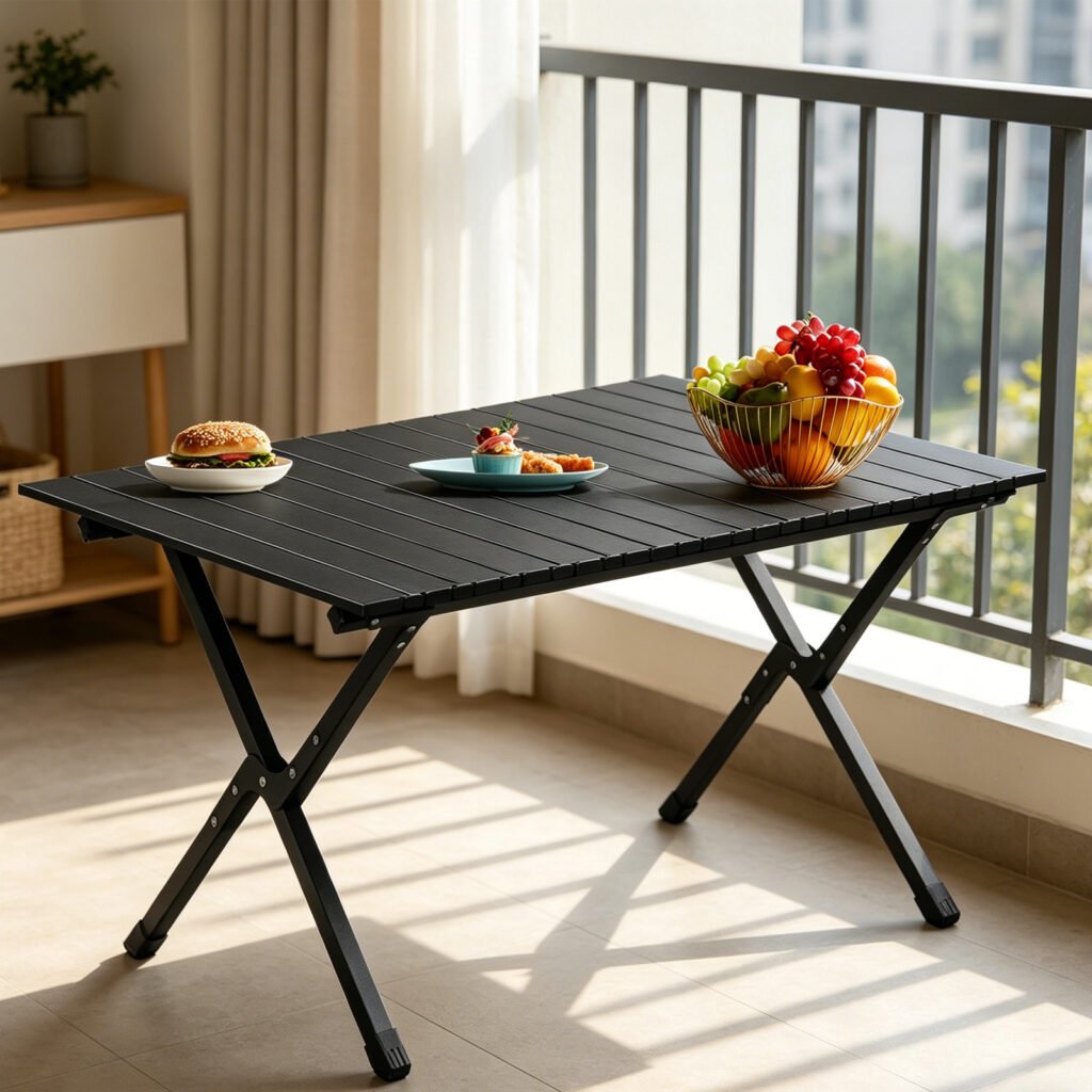 116cm Carbon Steel Camping Table Multifunctional Picnic Table Portable Table Folding Table —