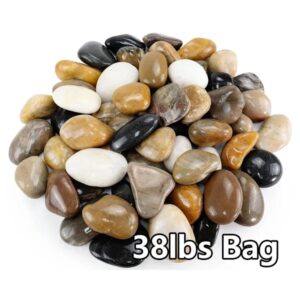 38lbs Decorative Garden Stone Outdoor Landscaping, Walkways, Yard, 1-3 Inch Large Polished River Rocks For Plants Pots, Vases, Crafts