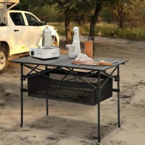 Folding Camping Table, Roll-up Ultra Compact Outdoor Portable Fold Up Lightweight Beach Table, With Large Storage And Carry Bag, For Outdoor Cooking, Picnic, Camp, Boat, Travel