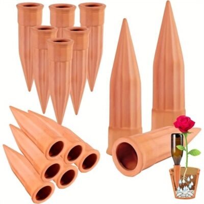 6 Pack Plant Self-Watering Stakes Terracotta Automatic, Plant Waterer Devices Auto-Water Irrigation System