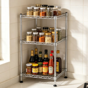 3Tier Wire Shelving Rack Metal Storage Shelf Unit For Laundry Bathroom Kitchen Pantry Closet