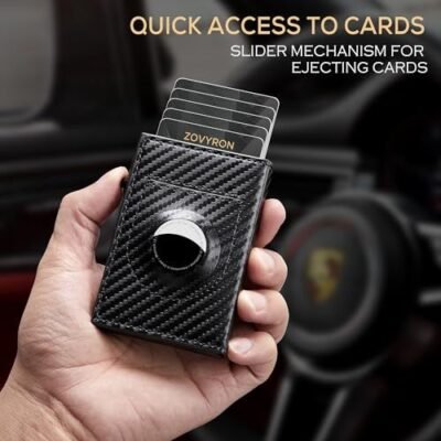Airtag Wallet Men Minimalist Up Wallet With Money Clip RFID Card Holder Slim Wallet With Airtag Holder, ID Window