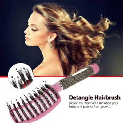Anti-Static Detangling Hair Brush for Women – Nylon Bristle Scalp Massager