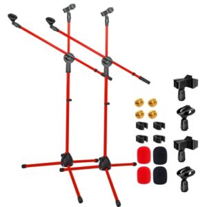 5 Core Mic Stand 2Pcs Floor Height Adjustable Tripod Microphone Stands W Telescoping Boom Arm