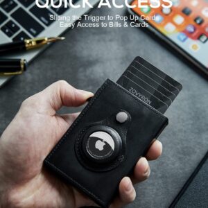 Airtag Wallet Men Smart Wallet Slim Minimalist RFID Front Pocket Wallet With Airtag Holder Metal Money Card Holder ,Airtag Not Included