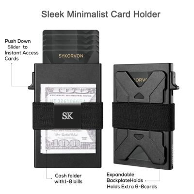 Minimalist Card Holder Wallet For Men, Aluminum Slim Metal Wallet With Money Band, RFID Blocking Up Wallet, Holds