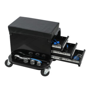 Rolling Creeper Garage Shop Seat With Three Built-in Drawers, Rolling Tool Chest,Black