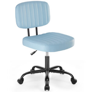 A Small Office Chair With A Low Back Support, A Height-adjustable Work Chair, And Equipped With 360-degree Rotating Wheels
