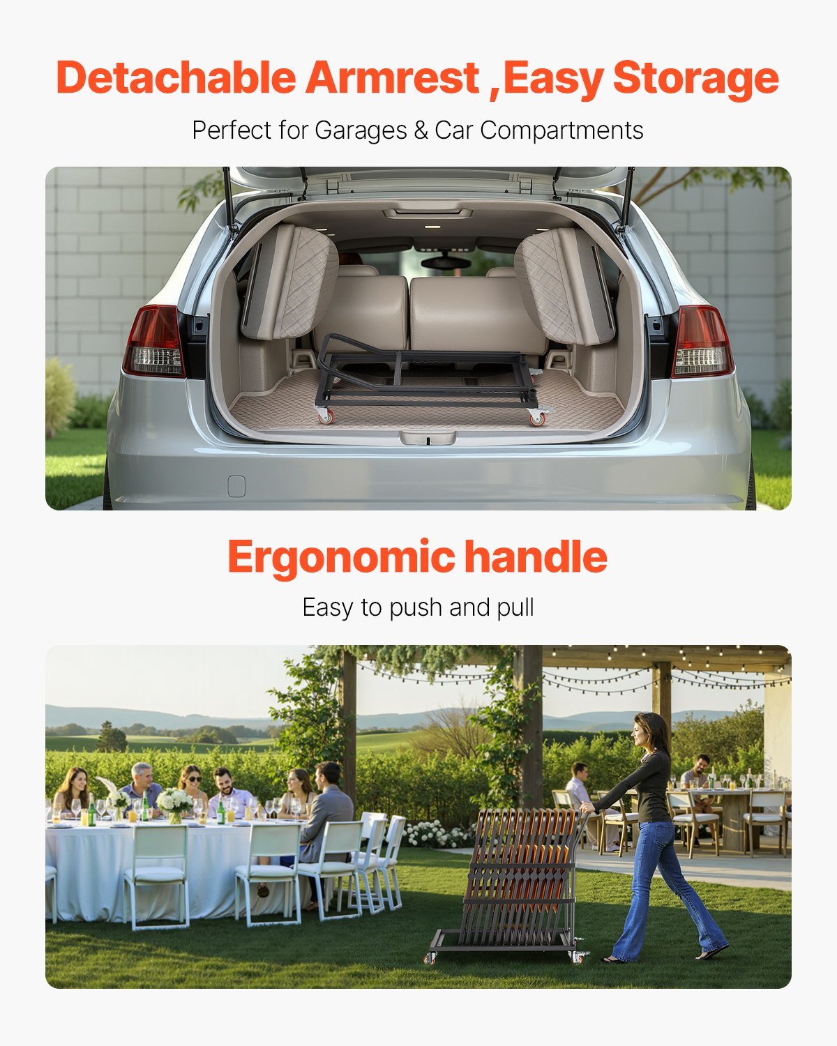 Folding Chair Rack Cart For 25 Chairs Of 300 LBS L-shape Vertical - Image 5