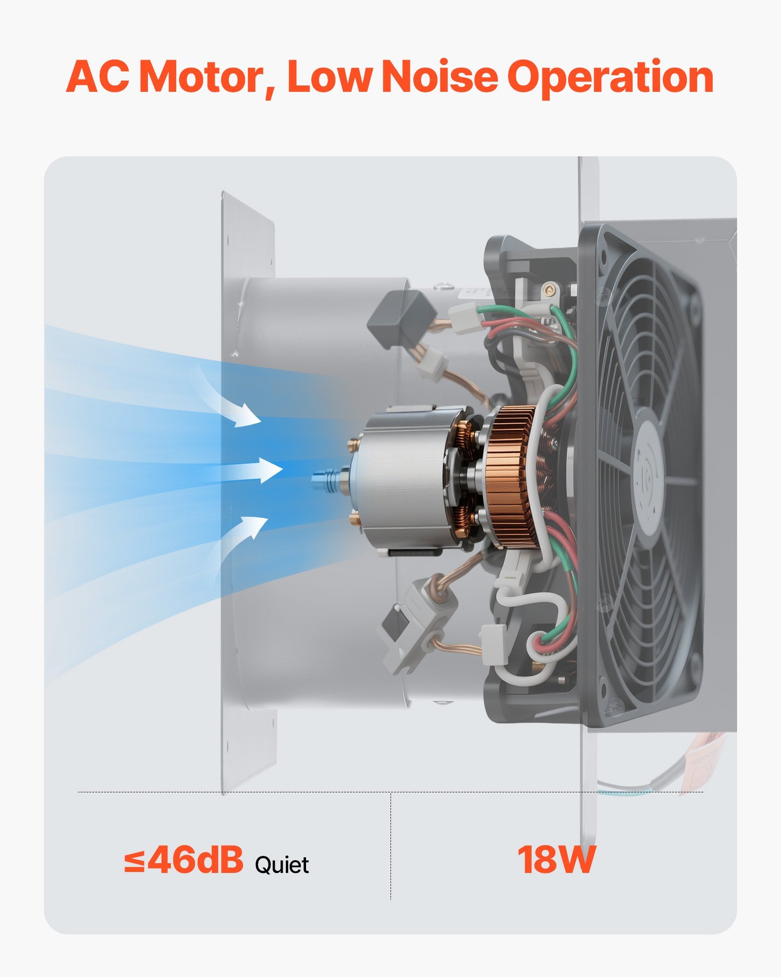 6 Inch Through-The-Wall Ventilation Fan, 205 CFM Through Wall Exhaust Fan With AC Motor, Quiet Vent Easy Installation For Bathroom,Garage,Laundry Room,Storage Room Air Exchanger - Image 3