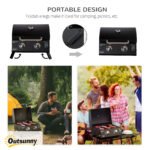 21.75" Charcoal BBQ, Portable Grill With 2 Burners, Heat-Resistant Handle, Folding Legs, Removable Ashtray, Thermometer, Carbon Steel, For Outdoor Cooking, Camping, Black