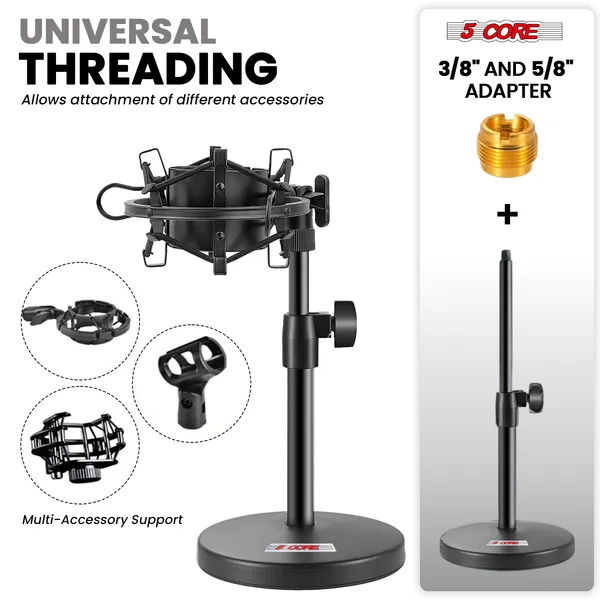 5 Core Mic Stand 3 In 1 Desktop Microphone Stands Adjustable Table Microfono Holder W Phone Clamp - MS RBS BOOM - Image 4