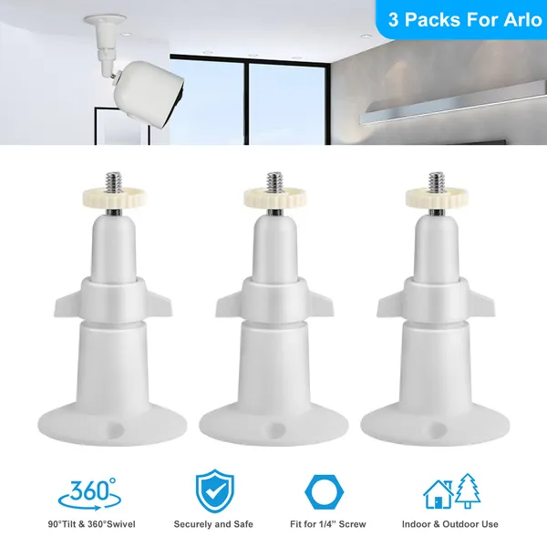 3 Packs Security Camera Wall Mount For Arlo 360 Degree Adjustable Camera Holder Garden Patio Screw Mount