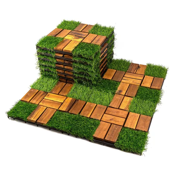 10PC 12inch*12inch High-quality Acacia Wood Modular Flooring, Model 057, Is Easy To Install And Enhances Your Home's Elegance And Comfort. —