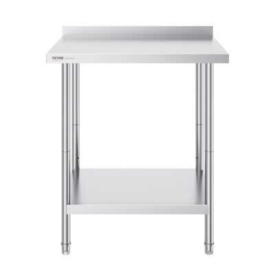 VEVOR 24 X 30 X 36 Inch Stainless Steel Work Table, Commercial Food Prep Worktable Heavy Duty Prep Worktable, Metal Work Table With Adjustable Height For Restaurant, Home And Hotel