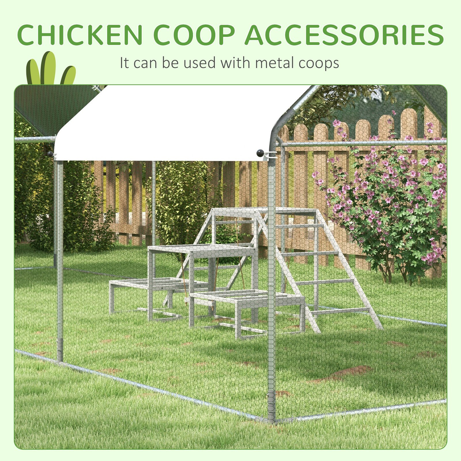 Chicken Roost Toys For Chickens Hens, Coop Accessories With Wood Stand, Ladder Platforms, For 10-15 Chickens - Image 2