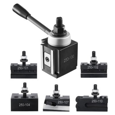 Quick Change Tool Post Set, 6 Pcs, Includes Lathe Tool Holders, Wedge Type Tool Post With Turning Tool Holder Accessories, Fit For Mini Lathe & Metal Lathe 6"-12" Swing, Durable Steel Material