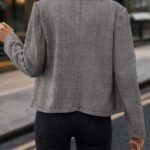 Spring And Autumn Leisure, Commuter Outfit, Herringbone Coat, Round Neck Long Sleeve Slim Jacket, Double-breasted Metal Buttons,