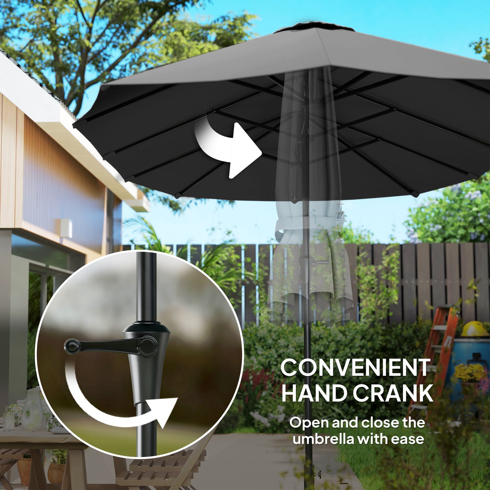 13 Ft. Extra Large Patio Umbrella With Easy Crank Handle, Vents For Outdoor, Patio, UPF30+, Dark Gray - Image 4