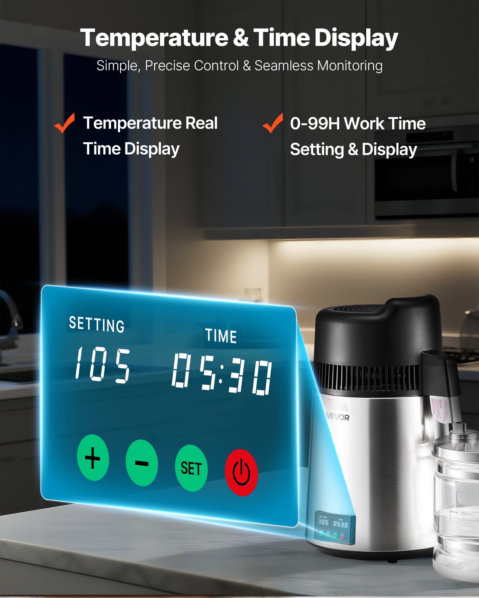 6L Water Distiller Home Countertop Purifier Machine 900W Stainless Steel Glass - Image 2