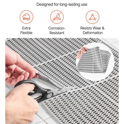 Drainage Mat, 3 X 50 Ft, PVC Non Slip Commercial Floor Mat, Wet Area Water Drain Splash Matting Hollow Doormat Roll, For Outdoor Indoor Restaurant Swimming Pool Patio Bathroom Washroom, Gray