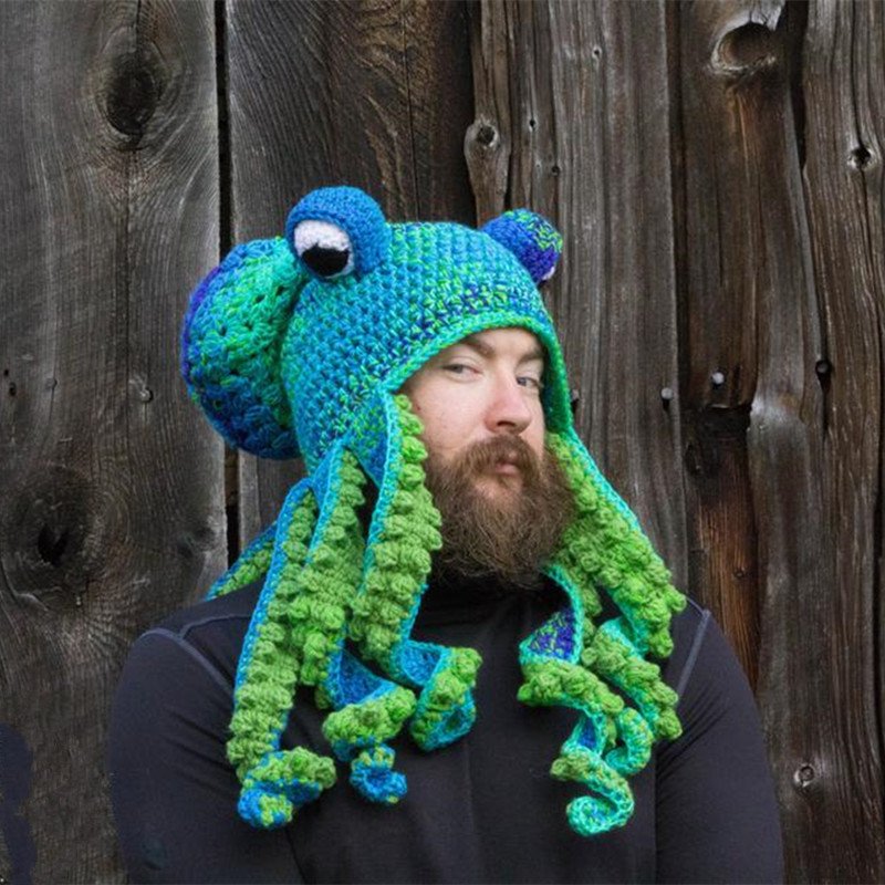 New Adult Hat Tricky And Funny Octopus Headgear Handmade Crochet Woolen Hat - Image 2