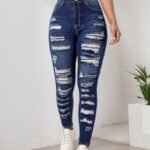 Women’s Ripped Tight Cropped Pants, New High Stretch Jeans, Fashionable And Versatile Street Style, Slim Fit Design, Women’s Jeans And Clothing