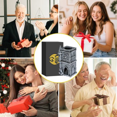 D20 Castle Resin Dice Tower Gift Box Set , Exquisite Medieval , Inspired Design, Ideal For Tabletop RPG Enthusiasts. Perfect For Adding A Touch Of Fantasy To D&D And Other Role - Playing Games.