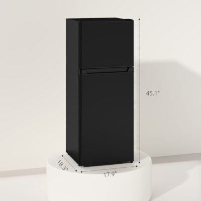 Small Fridge With Freezer, 4 Cu Ft Refrigerator With Reversible Doors, Black