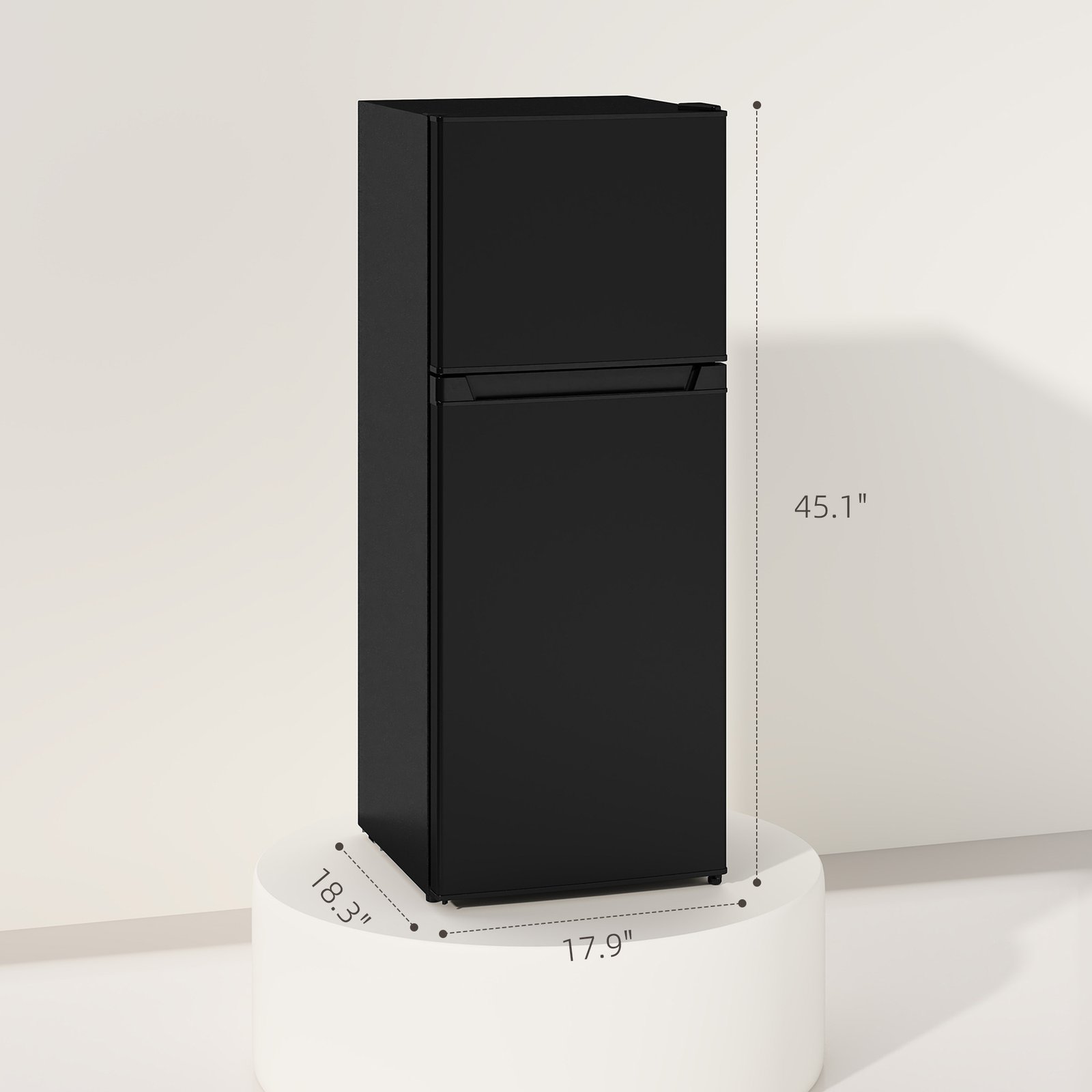 Small Fridge With Freezer, 4 Cu Ft Refrigerator With Reversible Doors, Black