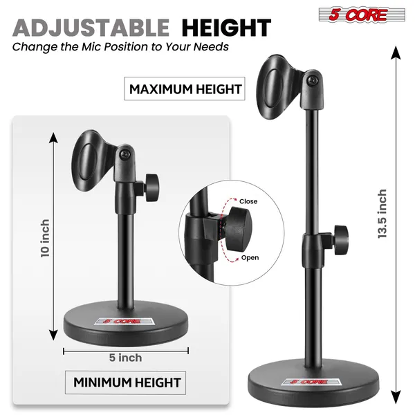 5 Core Mic Stand 3 In 1 Desktop Microphone Stands Adjustable Table Microfono Holder W Phone Clamp - MS RBS BOOM - Image 2