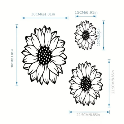 Sunflower Silhouette Pendants Set Of 3 Stunning Elegant Metal Wall Art For Decor