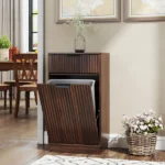 10-Gallon Woodgrain Tilt-Out Trash Can Cabinet Wooden Garbage Recycling Cabinet With Wave-Textured Hideaway Drawer&Pull-Out Bin-Multipurpose Kitchen&Bath Organizer In Walnut Finish