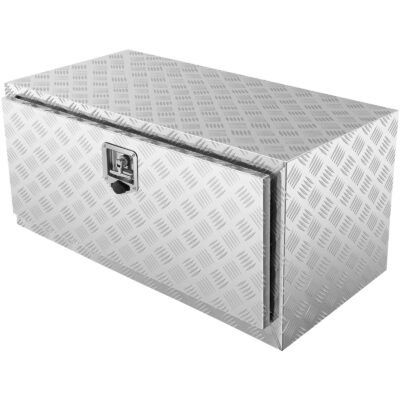 Underbody Truck Box, 36"×24"×24" Pickup Storage Box, Heavy Duty Aluminum Diamond Plate Tool Box With Lock And Keys, Waterproof Trailer Storage Box With T-Handle Latch For Truck, Van, Trailer