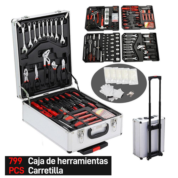 799pcs Aluminum Trolley Case Tool Set Silver - Image 4