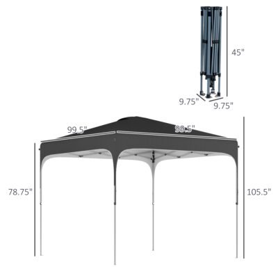 8' X 8' Pop Up Canopy Tent With Wheeled Carry Bag And 4 Sand Bags, Instant Sun Shelter, Tents For Parties, Height Adjustable, For Outdoor, Garden, Patio, Black
