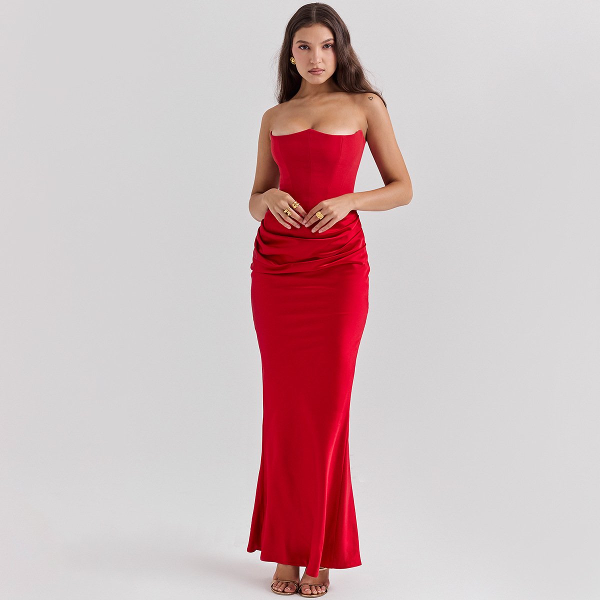 Slim Tube Top Long Dress Sexy Fashion Bandeau Backless Party Evening Dresses For Women Clothing - Image 2