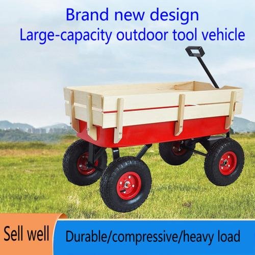 Outdoor Sports Tools Wooden Side Panel Pneumatic Tire Wheelbarrow - Image 2