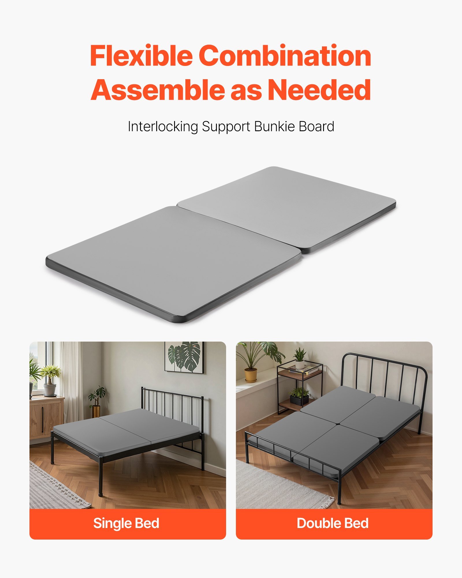 Twin Size Bunkie Board, 1.5 In Bed Board Slats With 200D Oxford Cloth, Wooden Mattress Support For Twin Size Bed, Easy Assembly Support Under Mattress, 2 Piece, Gray - Image 4