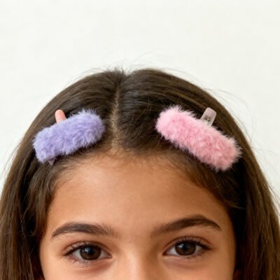 Furry Hair Clips Set-Pink&Purple 9870