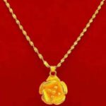 Gold-plated Brass Pendant Necklace For Women, Water Wave Textured Collarbone Chain
