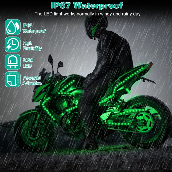 6Pcs Motorcycle LED Light Strips Multi-Color Neon Light Kits Waterproof DC 12V RGB Atmosphere Lights - Image 5
