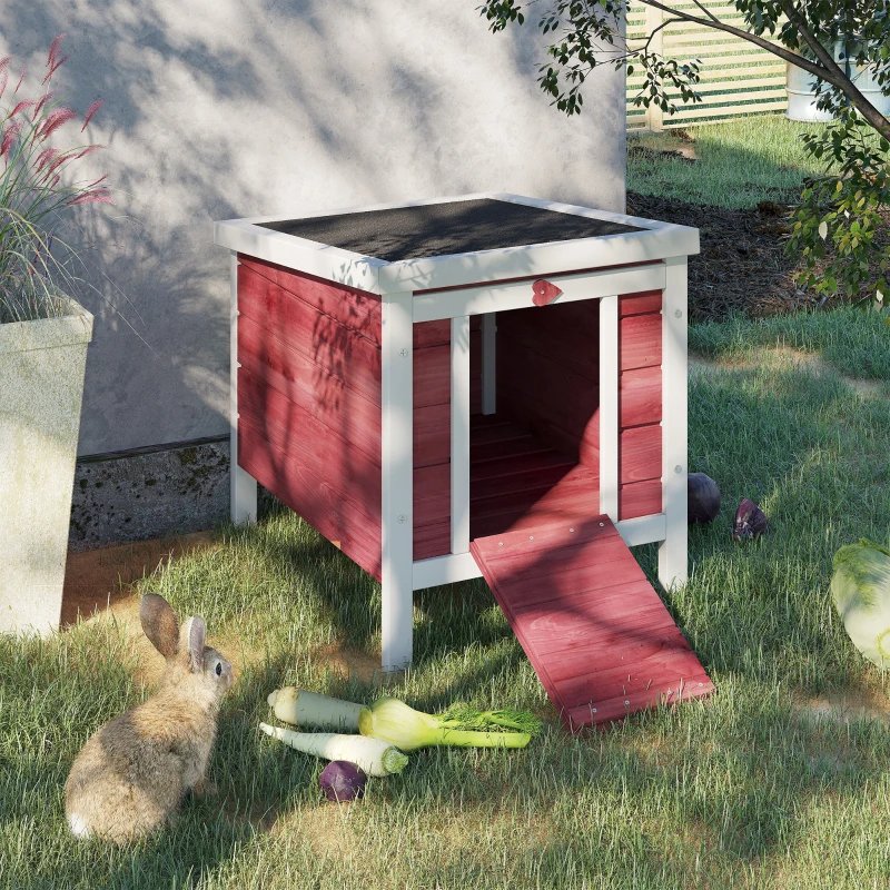 Small Rabbit Hutch Bunny Cage Guinea Pig Cage Duck House Dog House With Openable & Waterproof Roof - Image 2