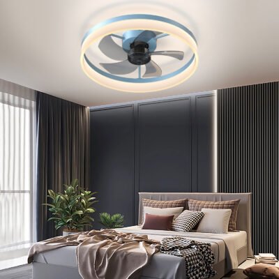Ceiling Fans With Lights Dimmable LED Embedded Installation Of Thin Modern Ceiling Fans,Blue