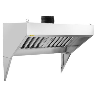 Commercial Exhaust Hood, 4FT Food Truck Hood Exhaust, 201 Stainless Steel Concession Trailer Hood With 2 Detachable U-shaped Grid Oil Filter Mesh, Rust Resistant Vent Hood For Kitchen Restaurant