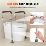 Toilet Safety Rail, Bathroom Toilet Seat Frame, Adjustable Width & Height Fit Most Toilets, Supports 300lbs, Toilet Handles Grab Bars With Padded Armrests For Handicap, Disabled, Seniors