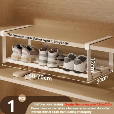 Adjustable And Expandable Shoe Rack, Stackable Iron Shoe Rack, Space Saving Hanging Rack, Suitable For Home Shoe Cabinet Storage, Bottom Basket, Wardrobe, Cabinet, Bathroom Sink C