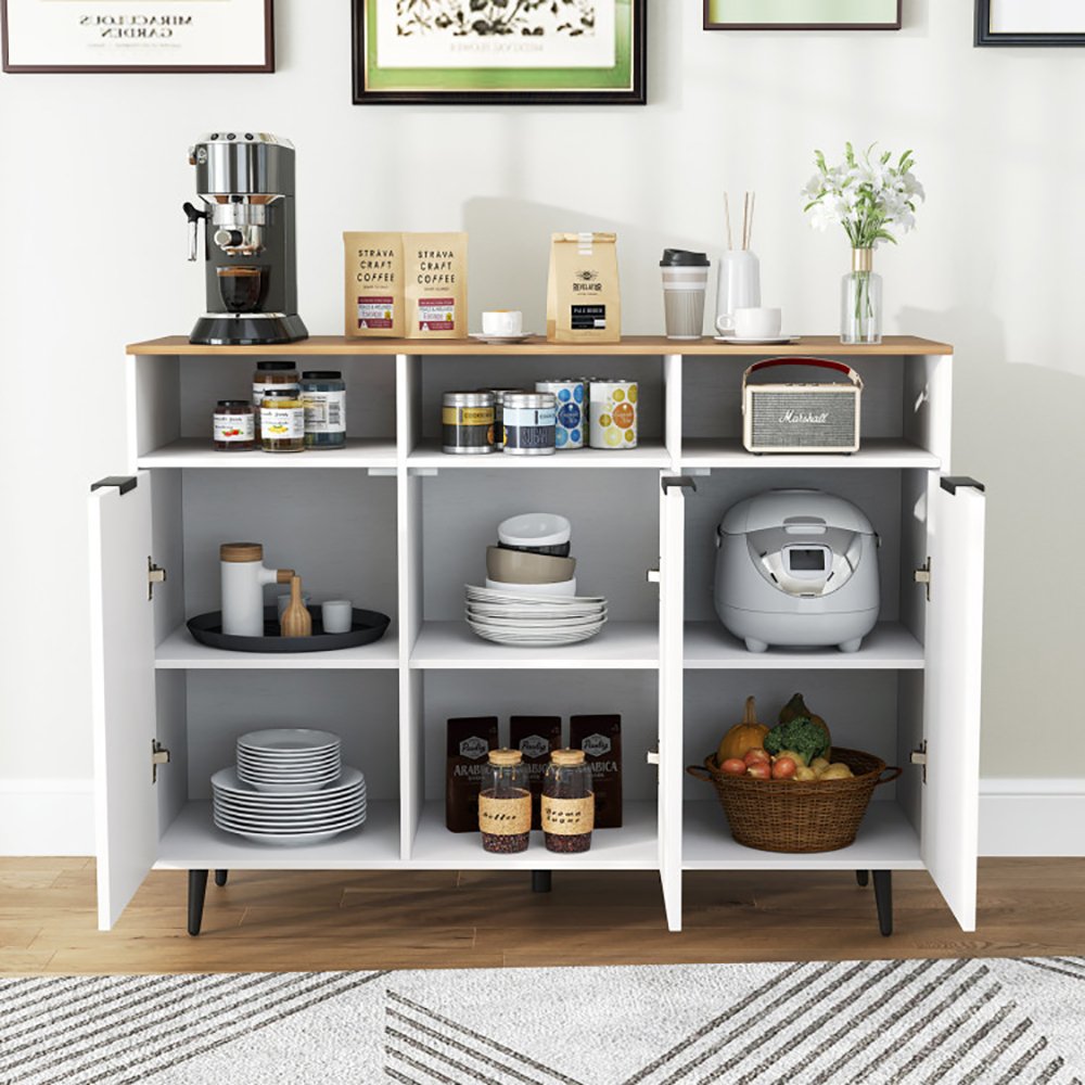 Sideboard Buffet Cabinet Kitchen Storage Cabinet With 5-Position Adjustable Shelves